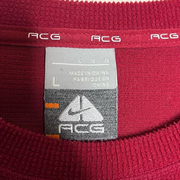 NIKE ACG brick red waffle texture soft fleece long sleeve shirt size large - Picture 4 of 6